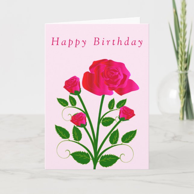 Bonne carte d'anniversaire Rose rouge (Devant)