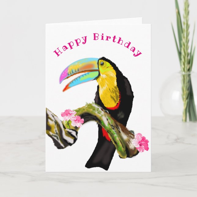 Bonne carte d'anniversaire Toucan Bird - Votre tex (Devant)