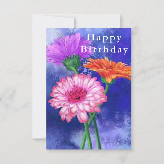 Bonne carte d'anniversaire Trois couleurs Gerberas (Devant)