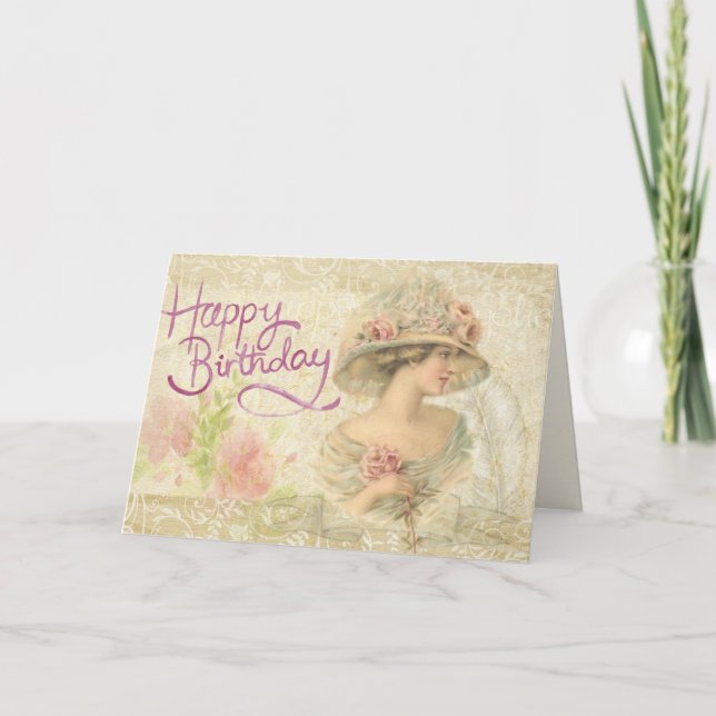 Bonne carte d'anniversaire Vintage Edwardian Lady  (Devant)