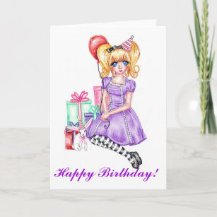 Bonne carte d'anniversaire (violet)