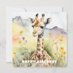 Bonne carte d'appartement Giraffe anniversaire