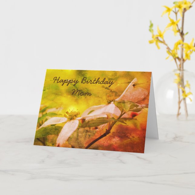 Bonne carte d'art d'anniversaire maman Dogwood (Fleur jaune)