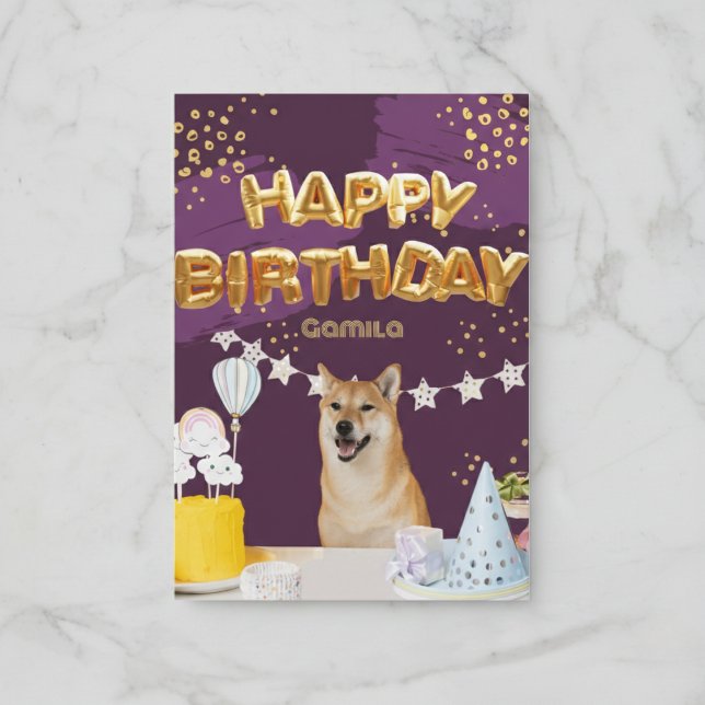Bonne carte de ballons Shiba Inu pour l'anniversai (Fun, colorful, and ready to celebrate.)