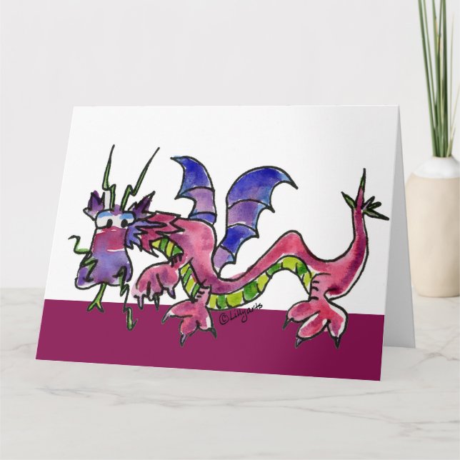 Bonne carte de bête de dragon sauvage d'anniversai (Devant)