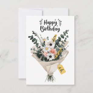 Bonne carte de bouquet de fleurs d'anniversaire   