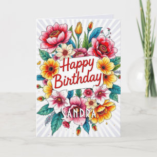 Bonne carte de bouquet floral d'aquarelle d'annive