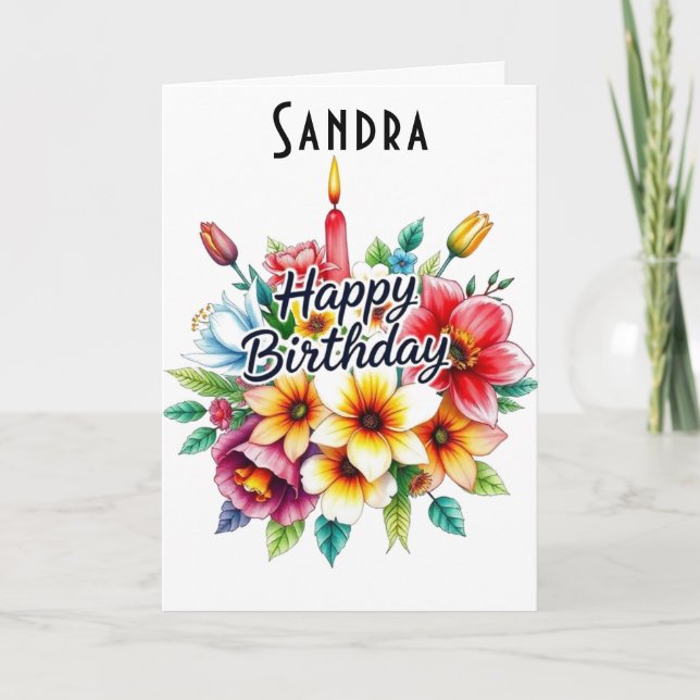 Bonne carte de bouquet floral d'aquarelle d'annive (Devant)