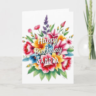 Bonne carte de bouquet floral d'aquarelle d'annive
