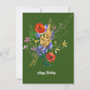 Bonne carte de bouquet floral vert de la forêt d'a