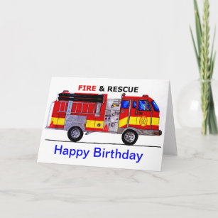 Bonne carte de camion d'incendie d'anniversaire