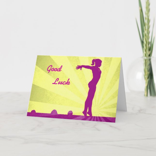 Bonne carte de chance avec Gymnaste rose (Devant)