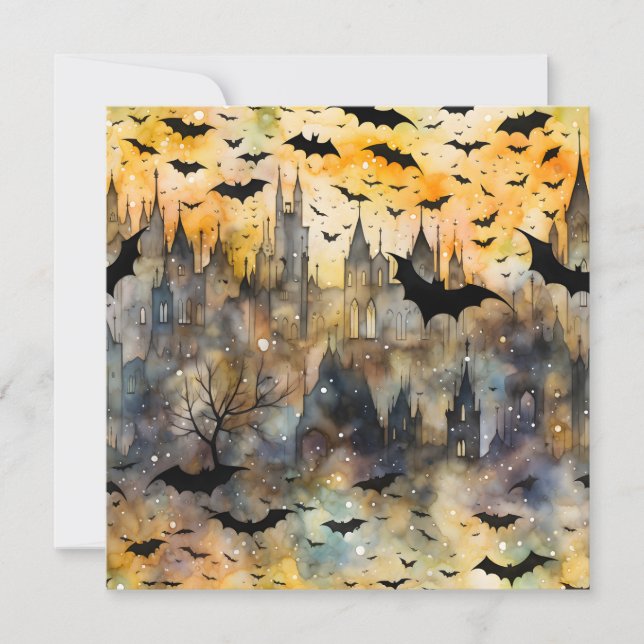 Bonne carte de chauve-souris Halloween (Devant)