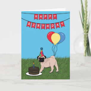 Bonne carte de chien Carlin d'anniversaire