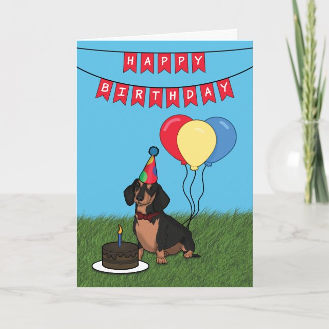 Bonne carte de chien de Dachshund anniversaire (Devant)