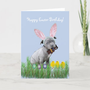 Bonne carte de chiot Pitbull pour l'anniversaire d