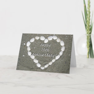 Bonne carte de coeur Seashell 15th Anniversary
