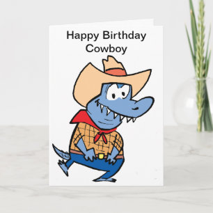 Bonne carte de dessin de cowboy anniversaire