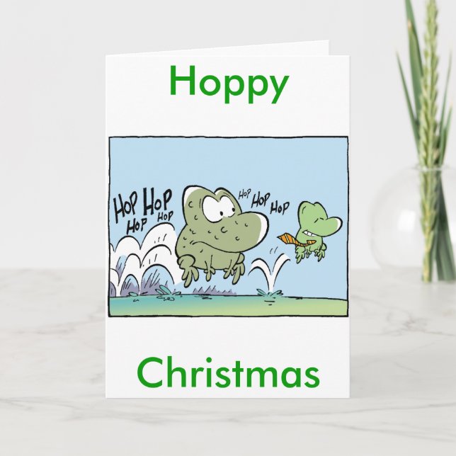 Bonne carte de dessin de grenouille drôle de Noël (Devant)