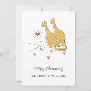 Bonne carte de dinosaures mariées à l'anniversaire