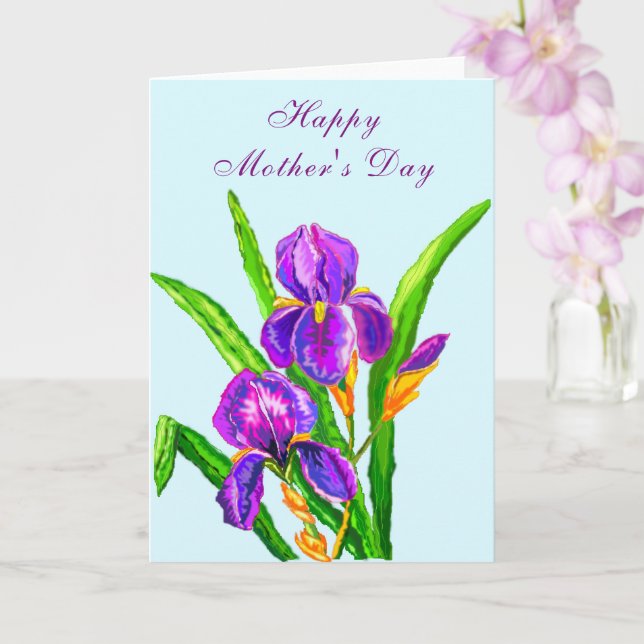 Bonne carte de fête des mères Irises Fleurs (Orchidée)