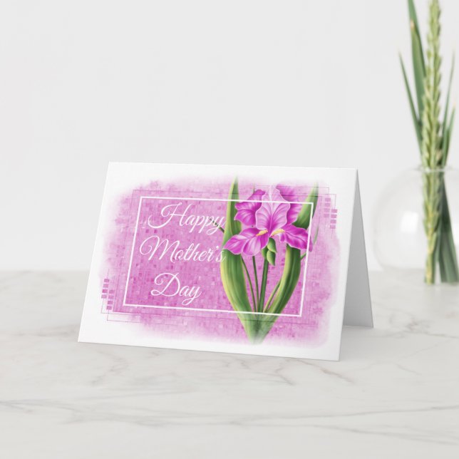 Bonne carte de fête des mères - Pink Iris d1 (Devant)