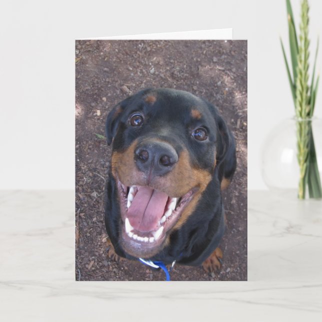 Bonne carte de Fête des pères de chiot Rottweiler (Devant)