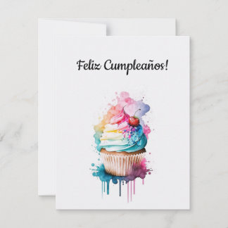 Bonne carte de gâteau d'anniversaire en espagnol