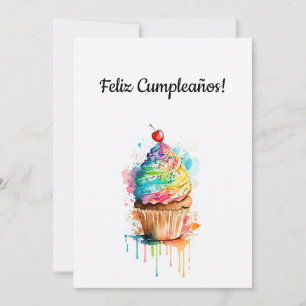 Bonne carte de gâteau d'anniversaire en espagnol