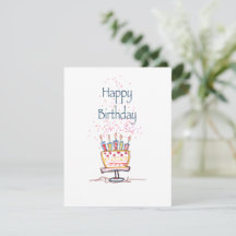 Bonne carte de gâteau Doodle d'anniversaire mignon