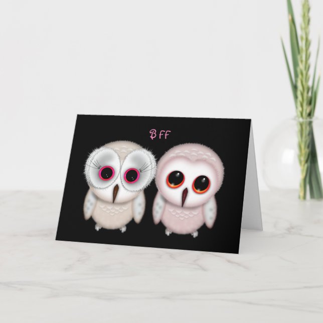 Bonne carte de hibou BFF anniversaire (Devant)