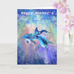 Bonne carte de la fête des mères Famille Dolphin