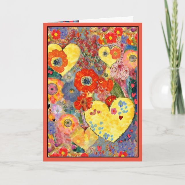 Bonne carte de la Saint Valentin avec coeurs et fl (Devant)