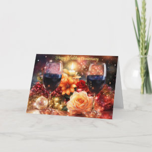 Bonne carte de Mariage de vin à l'anniversaire joy