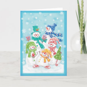 Bonne carte de Noël Snowman Retro