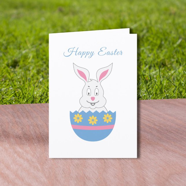 Bonne carte de Pâques avec lapin et oeuf (Happy Easter Card with Bunny & Egg )