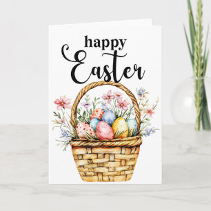 Bonne carte de Pâques, carte de panier de Pâques