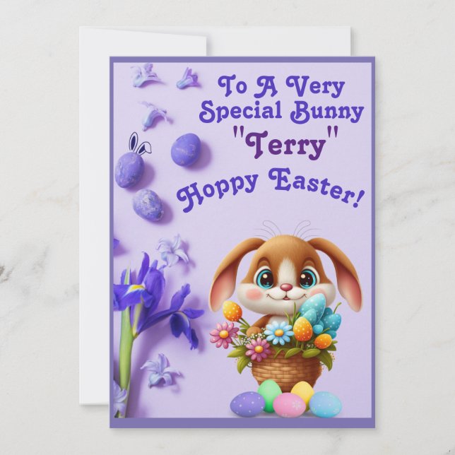Bonne Carte de Pâques, Lapin, Oeufs (Devant)