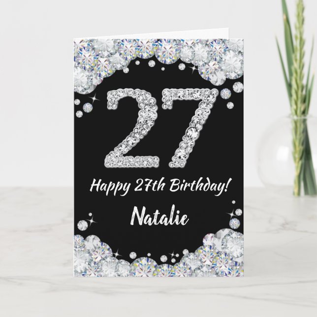 Bonne carte de Parties scintillant 27e anniversair (Devant)