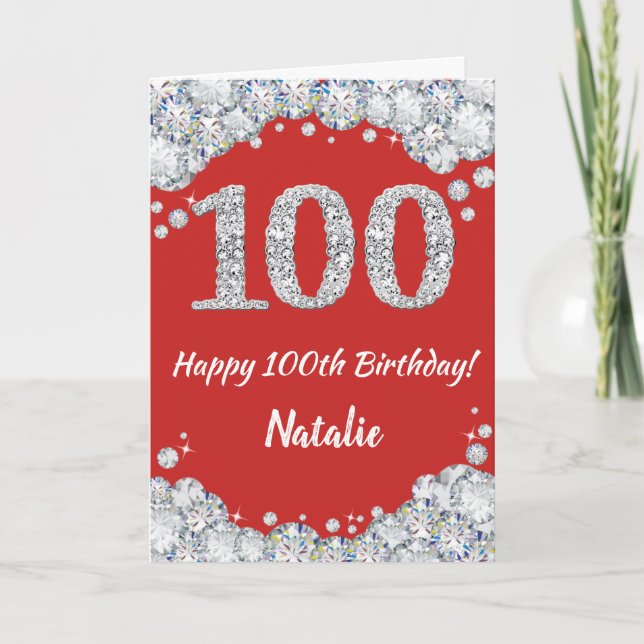 Bonne carte de Parties scintillant rouge et argent (Devant)