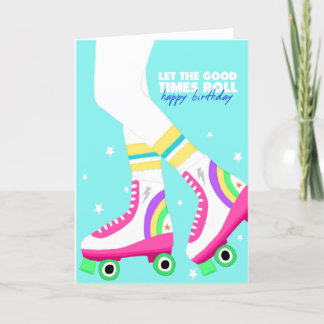 Bonne carte de patins à roulettes d'anniversaire