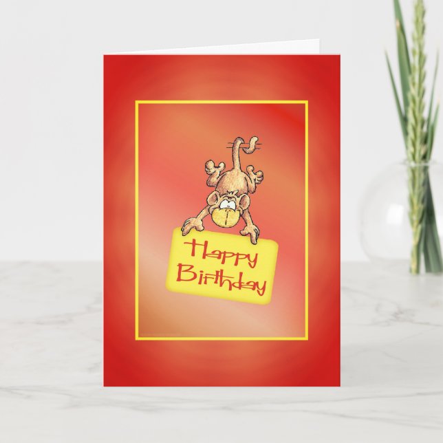 Bonne carte de singe amusante d'anniversaire (Devant)
