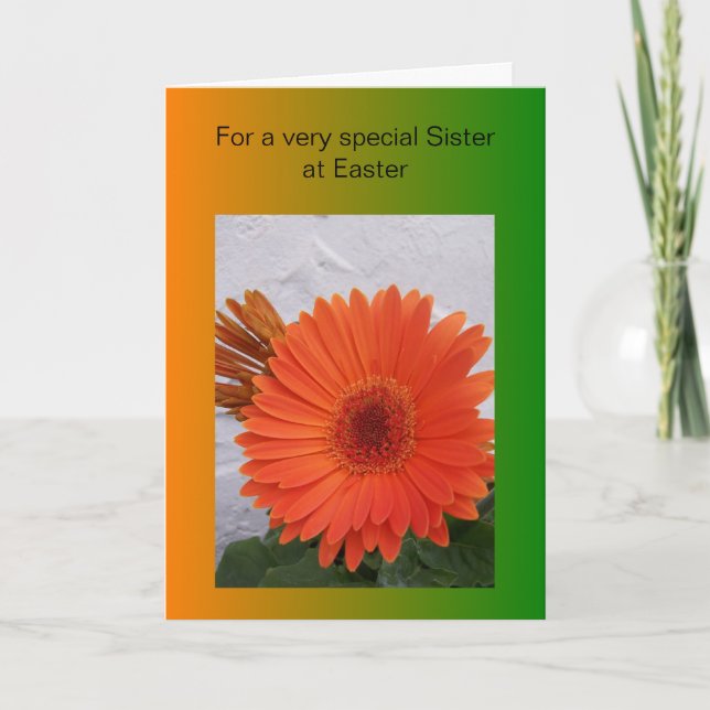 Bonne Carte de Soeur de Pâques - Gerbera (Devant)