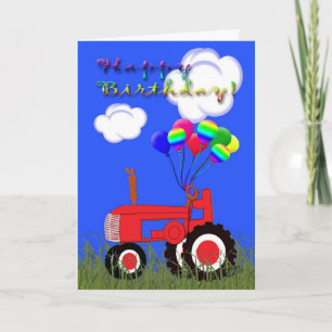 Bonne carte de tracteur rouge anniversaire
