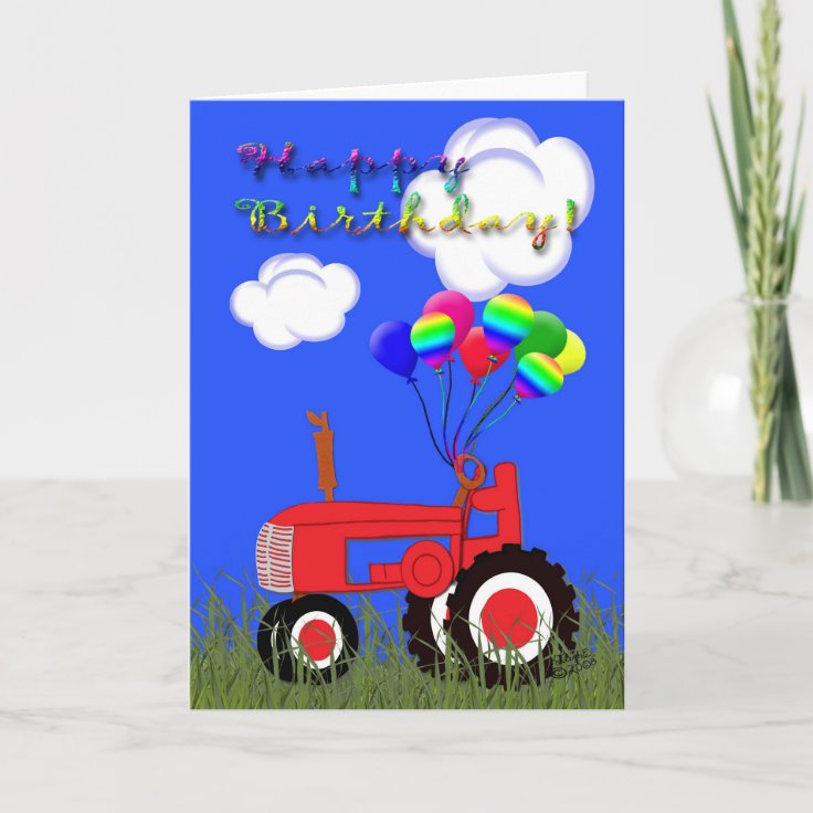 Bonne Carte De Tracteur Rouge Anniversaire Zazzle Fr