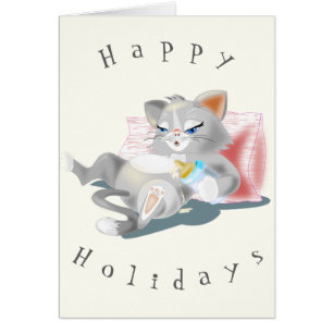 Bonne carte de vacances amusant bébé chat