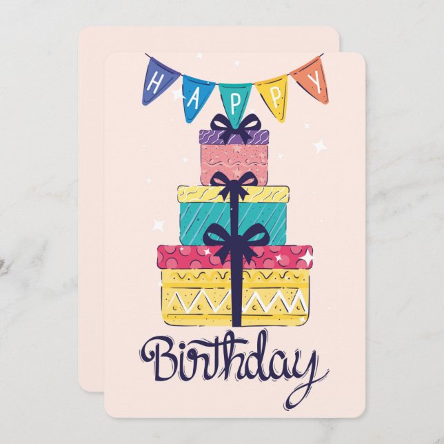 Bonne carte de vacances d'anniversaire (Devant / Derrière)