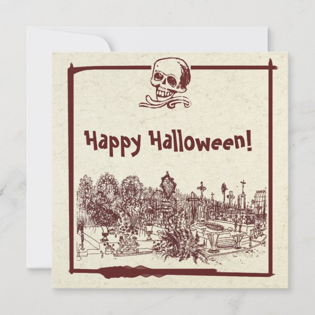 Bonne carte de vacances Halloween Cemetery Flat (Devant)