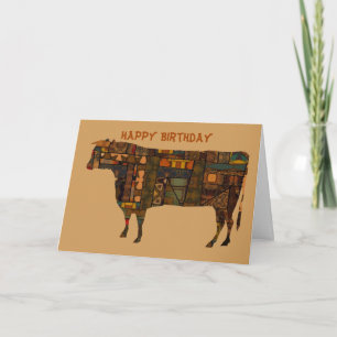 Bonne carte de vache d'anniversaire