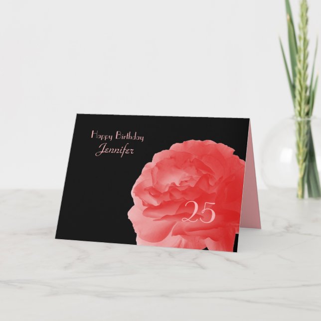 Bonne carte de voeux 25e anniversaire, Rose corail (Devant)